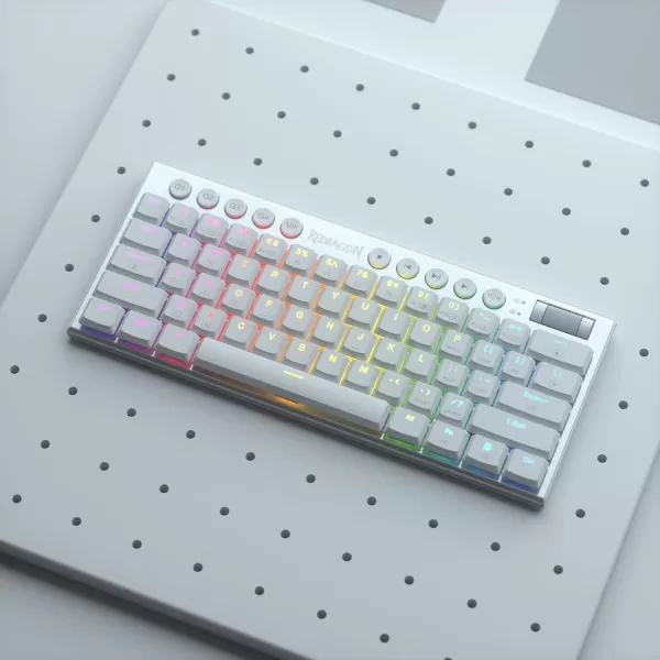 Redragon K621 Horus TKL Wireless RGB Mechanical Keyboard 50 BT24 GhzWired Three Modes 80 UltraThin Low Profile BT Keyboard wDedicated Media Control ampamp Linear Red Switches WhiteSilver Red Switch