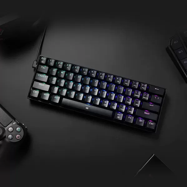 Redragon K630 Dragonborn 60 Wired RGB Gaming Keyboard 61 Keys Compact Mechanical Keyboard with Linear Red Switch Pro Driver Support WhiteBlack