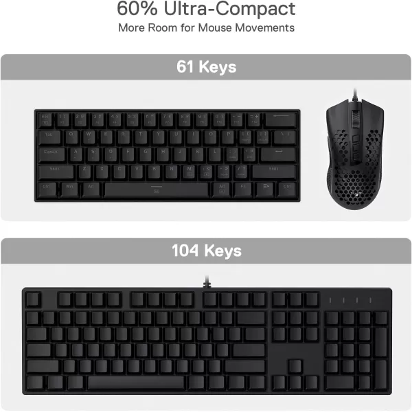 Redragon K630 Dragonborn 60 Wired RGB Gaming Keyboard 61 Keys Compact Mechanical Keyboard with Linear Red Switch Pro Driver Support WhiteBlack