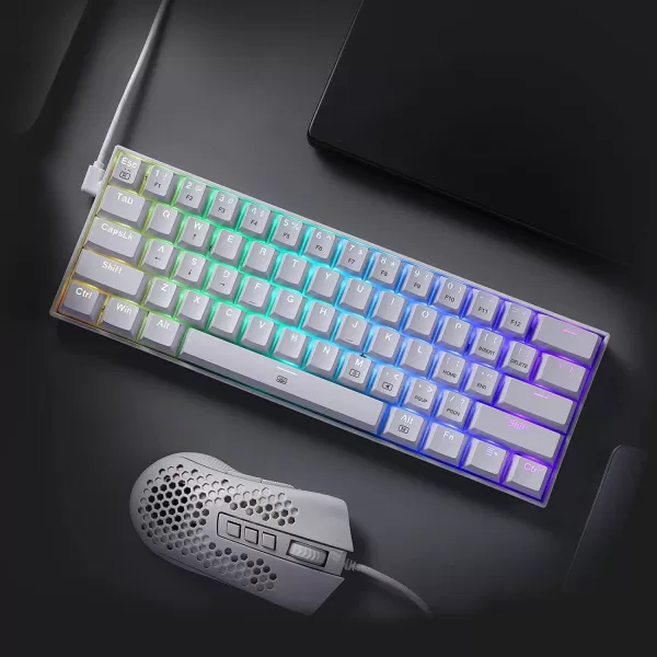 Redragon K630 Dragonborn 60 Wired RGB Gaming Keyboard 61 Keys Compact Mechanical Keyboard with Linear Red Switch Pro Driver Support WhiteWhite