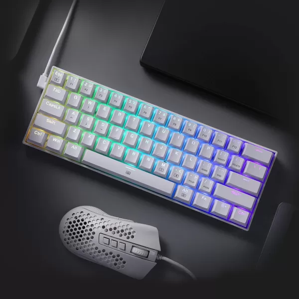 Redragon K630 Dragonborn 60 Wired RGB Gaming Keyboard 61 Keys Compact Mechanical Keyboard with Linear Red Switch Pro Driver Support WhiteWhite