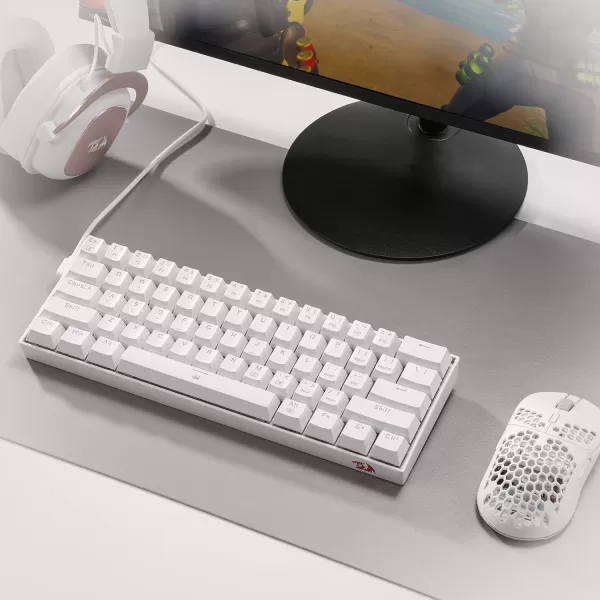 Redragon K630 Dragonborn 60 Wired RGB Gaming Keyboard 61 Keys Compact Mechanical Keyboard with Linear Red Switch Pro Driver Support WhiteWhite