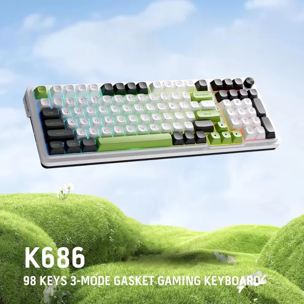 Redragon K686 PRO 98 Keys Wireless Gasket RGB Gaming Keyboard 3Mode WinMac Mechanical Keyboard w5Layer Noise Dampening Dedicated Knob Control ampamp HotSwap in Linear Red Switch Blue Himmel ColorK686 PRO MAX