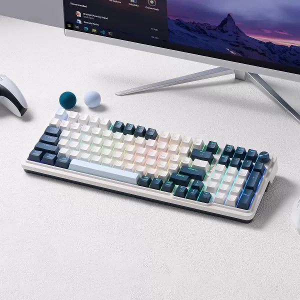 Redragon K686 PRO 98 Keys Wireless Gasket RGB Gaming Keyboard 3Mode WinMac Mechanical Keyboard w5Layer Noise Dampening Dedicated Knob Control ampamp HotSwap in Linear Red Switch Blue Himmel ColorK686 PRO