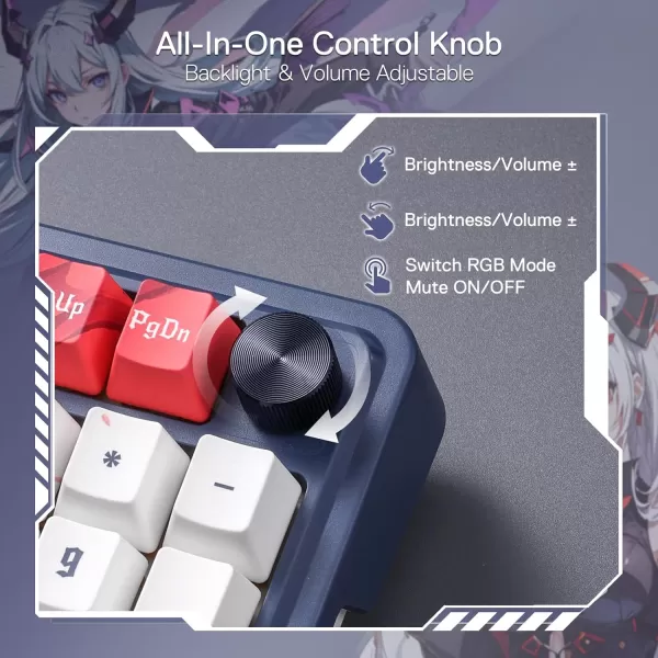 Redragon K686 PRO 98 Keys Wireless Gasket RGB Gaming Keyboard 3Mode WinMac Mechanical Keyboard w5Layer Noise Dampening Dedicated Knob Control ampamp HotSwap in Linear Red Switch Blue Himmel ColorK686 PRO SE