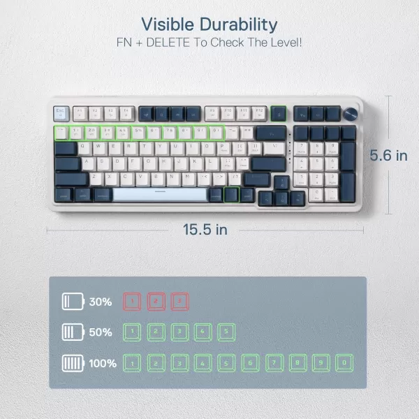 Redragon K686 PRO 98 Keys Wireless Gasket RGB Gaming Keyboard 3Mode WinMac Mechanical Keyboard w5Layer Noise Dampening Dedicated Knob Control ampamp HotSwap in Linear Red Switch Blue Himmel ColorK686 PRO