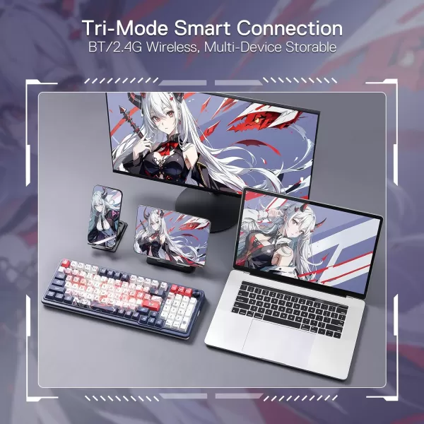 Redragon K686 PRO 98 Keys Wireless Gasket RGB Gaming Keyboard 3Mode WinMac Mechanical Keyboard w5Layer Noise Dampening Dedicated Knob Control ampamp HotSwap in Linear Red Switch Blue Himmel ColorK686 PRO SE