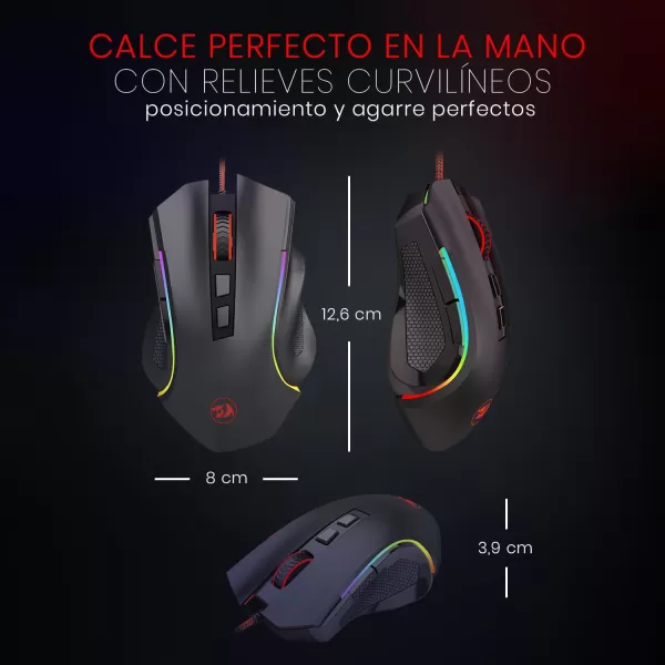 Redragon M602 RGB Wired Gaming Mouse RGB Spectrum Backlit Ergonomic Mouse Griffin Programmable with 8 Backlight Modes Up to 7200 DPI for Windows PC Gamers WhiteBlack