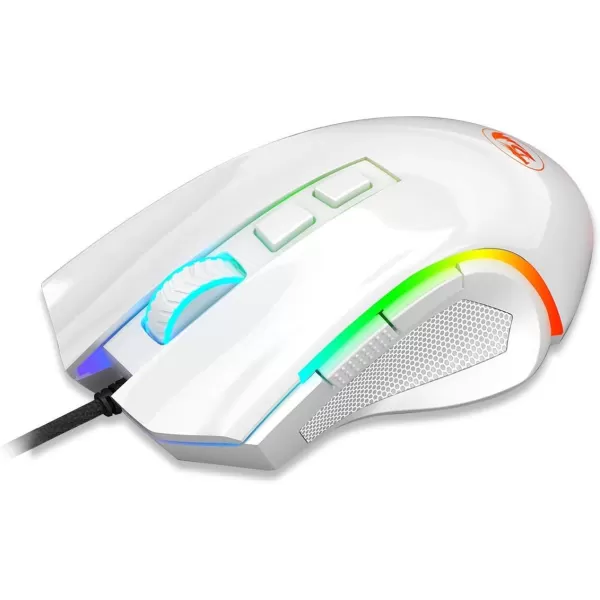 Redragon M602 RGB Wired Gaming Mouse RGB Spectrum Backlit Ergonomic Mouse Griffin Programmable with 8 Backlight Modes Up to 7200 DPI for Windows PC Gamers WhiteWhite