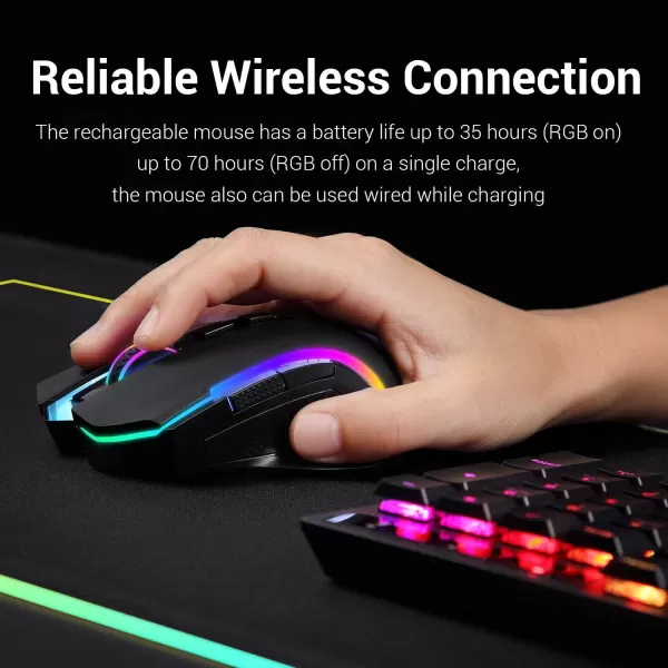 Redragon M602 RGB Wired Gaming Mouse RGB Spectrum Backlit Ergonomic Mouse Griffin Programmable with 8 Backlight Modes Up to 7200 DPI for Windows PC Gamers WhiteBlack