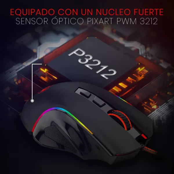 Redragon M602 RGB Wired Gaming Mouse RGB Spectrum Backlit Ergonomic Mouse Griffin Programmable with 8 Backlight Modes Up to 7200 DPI for Windows PC Gamers WhiteBlack