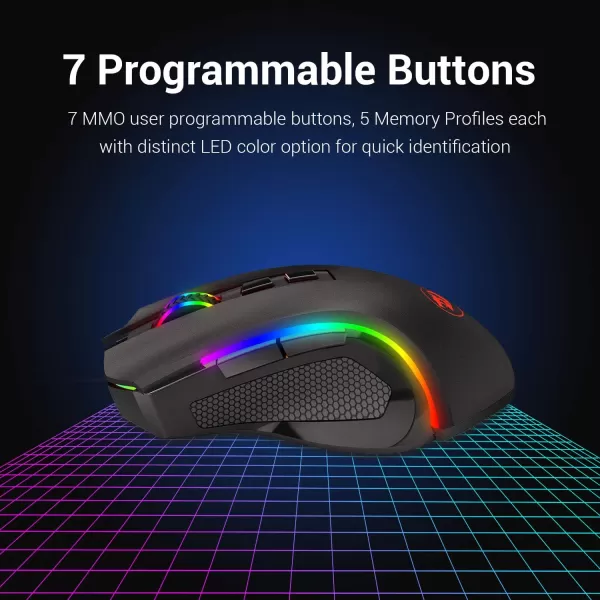 Redragon M602 RGB Wired Gaming Mouse RGB Spectrum Backlit Ergonomic Mouse Griffin Programmable with 8 Backlight Modes Up to 7200 DPI for Windows PC Gamers WhiteBlack