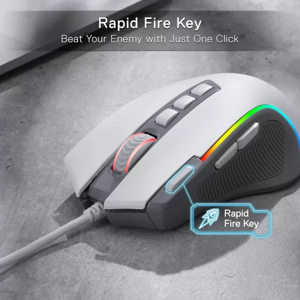 Redragon M612 Predator RGB Gaming Mouse 8000 DPI Wired Optical Gamer Mouse with 11 Programmable Buttons ampamp 5 Backlit Modes Software Supports DIY Keybinds Rapid Fire ButtonGray