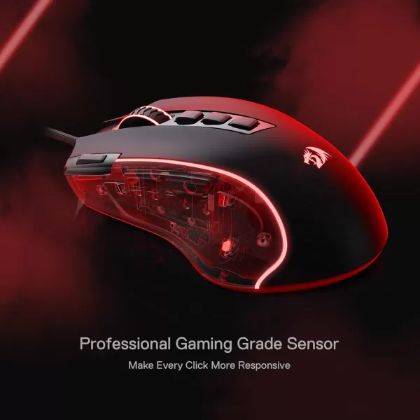 Redragon M612 Predator RGB Gaming Mouse 8000 DPI Wired Optical Gamer Mouse with 11 Programmable Buttons ampamp 5 Backlit Modes Software Supports DIY Keybinds Rapid Fire ButtonBlack