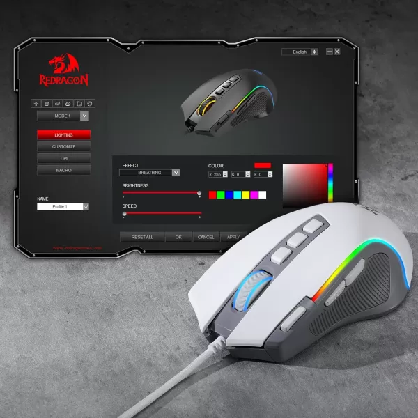 Redragon M612 Predator RGB Gaming Mouse 8000 DPI Wired Optical Gamer Mouse with 11 Programmable Buttons ampamp 5 Backlit Modes Software Supports DIY Keybinds Rapid Fire ButtonGray
