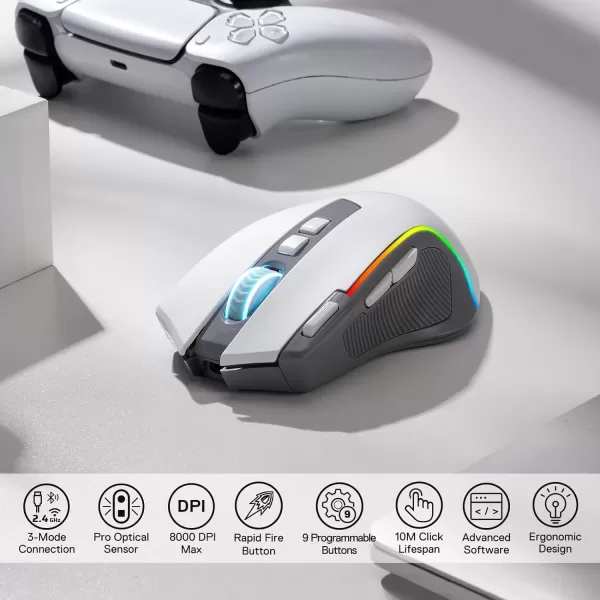 Redragon M612 Predator RGB Gaming Mouse 8000 DPI Wired Optical Gamer Mouse with 11 Programmable Buttons ampamp 5 Backlit Modes Software Supports DIY Keybinds Rapid Fire ButtonGray