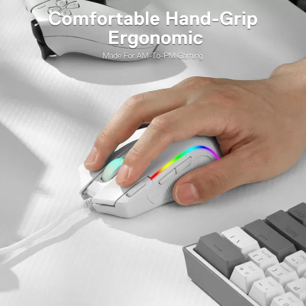 Redragon M612 Predator RGB Gaming Mouse 8000 DPI Wired Optical Gamer Mouse with 11 Programmable Buttons ampamp 5 Backlit Modes Software Supports DIY Keybinds Rapid Fire ButtonWhite