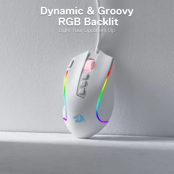 Redragon M612 Predator RGB Gaming Mouse 8000 DPI Wired Optical Gamer Mouse with 11 Programmable Buttons ampamp 5 Backlit Modes Software Supports DIY Keybinds Rapid Fire ButtonWhite