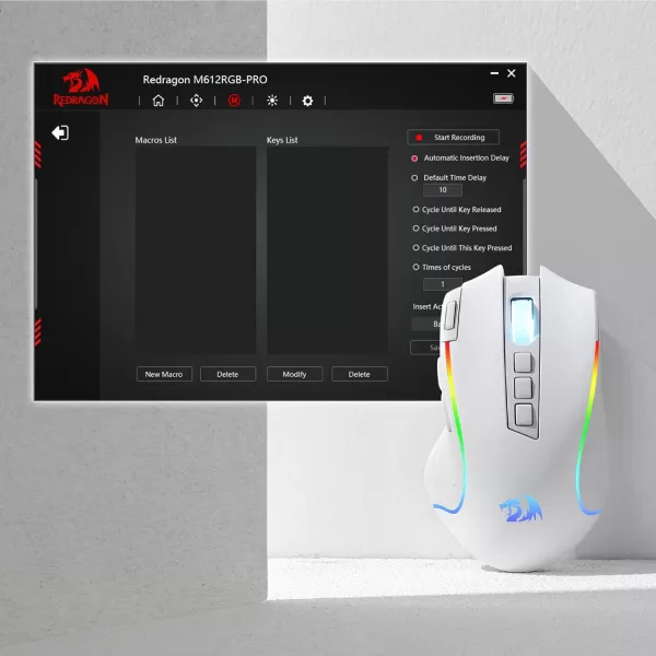 Redragon M612 Predator RGB Gaming Mouse 8000 DPI Wired Optical Gamer Mouse with 11 Programmable Buttons ampamp 5 Backlit Modes Software Supports DIY Keybinds Rapid Fire ButtonWhite