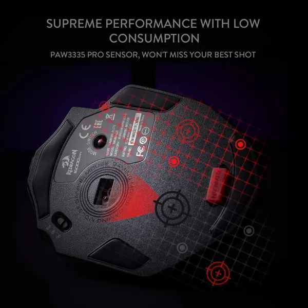 Redragon M686 Wireless Gaming Mouse 16000 DPI WiredWireless Gamer Mouse with Professional Sensor 45Hour Reliable Power Capacity Customizable Macro and RGB Backlight for PCMacLaptopWiredWireless