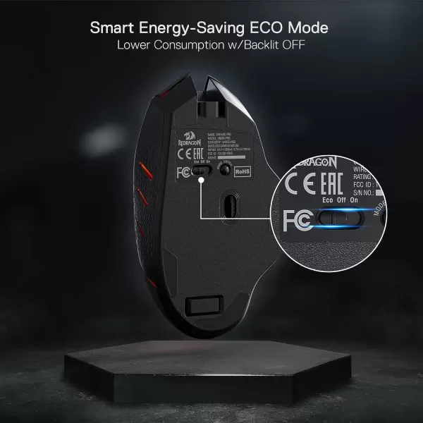 Redragon M6901 Wireless Gaming Mouse with DPI Shifting 2 Side Buttons 2400 DPI Ergonomic Design 8 ButtonsBlackM690 PRO Black