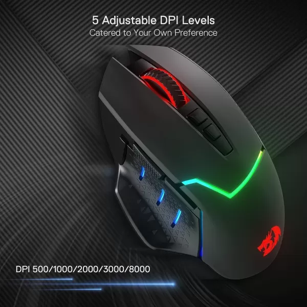 Redragon M6901 Wireless Gaming Mouse with DPI Shifting 2 Side Buttons 2400 DPI Ergonomic Design 8 ButtonsBlackM690 PRO Black