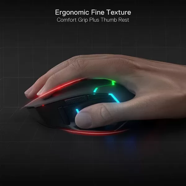 Redragon M6901 Wireless Gaming Mouse with DPI Shifting 2 Side Buttons 2400 DPI Ergonomic Design 8 ButtonsBlackM690 PRO Black