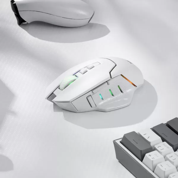 Redragon M6901 Wireless Gaming Mouse with DPI Shifting 2 Side Buttons 2400 DPI Ergonomic Design 8 ButtonsBlackM690 PRO White