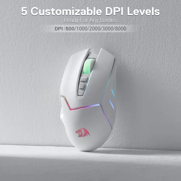 Redragon M6901 Wireless Gaming Mouse with DPI Shifting 2 Side Buttons 2400 DPI Ergonomic Design 8 ButtonsBlackM690 PRO White