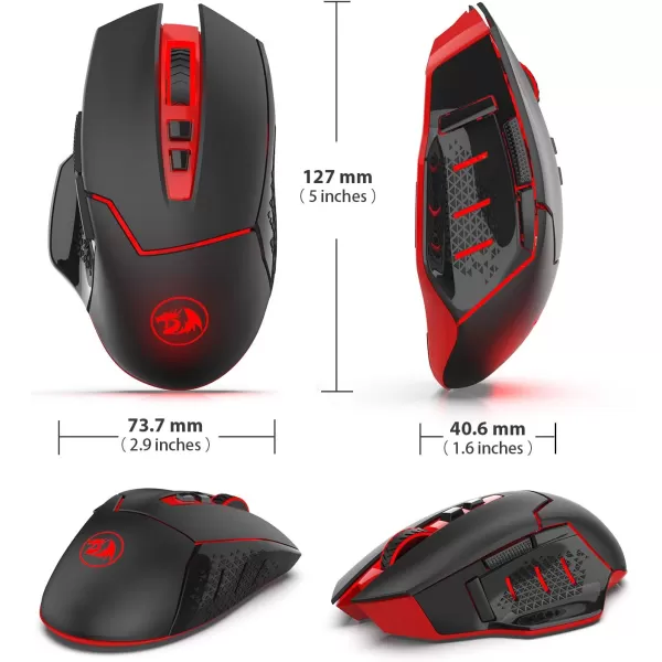 Redragon M6901 Wireless Gaming Mouse with DPI Shifting 2 Side Buttons 2400 DPI Ergonomic Design 8 ButtonsBlackM6901