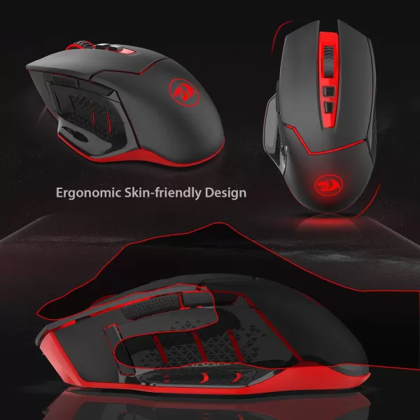 Redragon M6901 Wireless Gaming Mouse with DPI Shifting 2 Side Buttons 2400 DPI Ergonomic Design 8 ButtonsBlackM6901