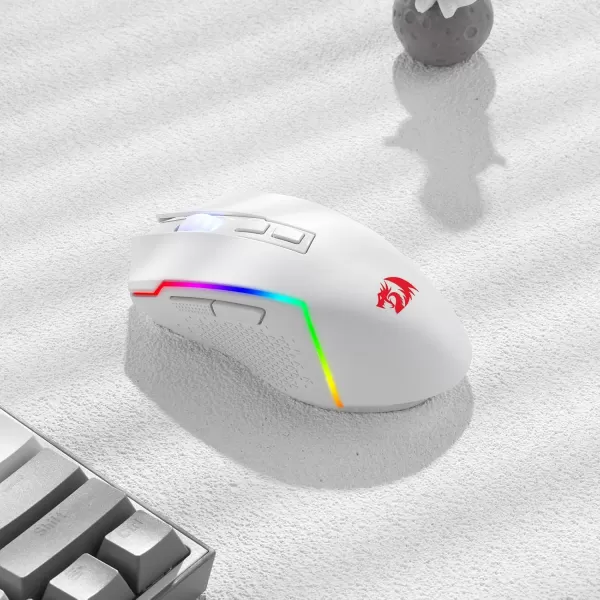 Redragon M693 Wireless Gaming Mouse 8000 DPI WiredWireless Gamer Mouse w 3Mode Connection BT ampamp 24G Wireless 7 Macro Buttons Reliable Power Capacity for PCMacLaptopWhite