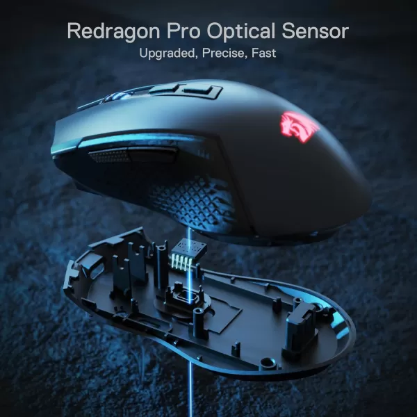 Redragon M693 Wireless Gaming Mouse 8000 DPI WiredWireless Gamer Mouse w 3Mode Connection BT ampamp 24G Wireless 7 Macro Buttons Reliable Power Capacity for PCMacLaptopBlack