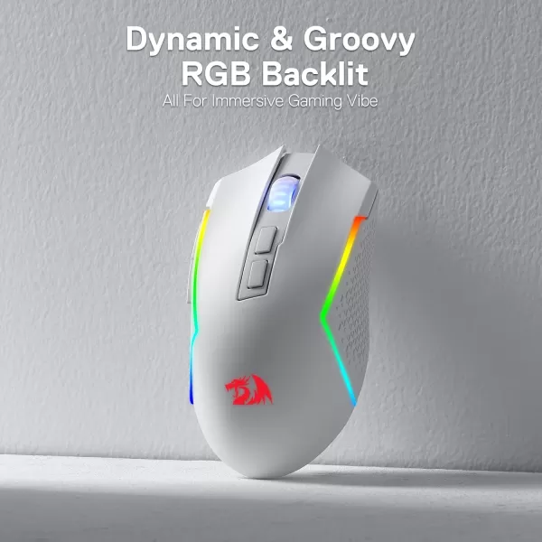 Redragon M693 Wireless Gaming Mouse 8000 DPI WiredWireless Gamer Mouse w 3Mode Connection BT ampamp 24G Wireless 7 Macro Buttons Reliable Power Capacity for PCMacLaptopWhite