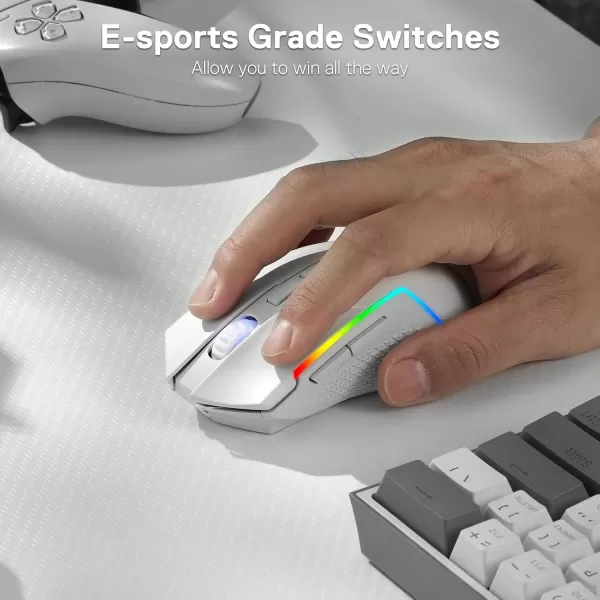 Redragon M693 Wireless Gaming Mouse 8000 DPI WiredWireless Gamer Mouse w 3Mode Connection BT ampamp 24G Wireless 7 Macro Buttons Reliable Power Capacity for PCMacLaptopWhite