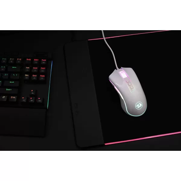 Redragon M711 Cobra Gaming Mouse with 168 Million RGB Color Backlit 10000 DPI Adjustable Comfortable Grip 7 Programmable ButtonsWhite