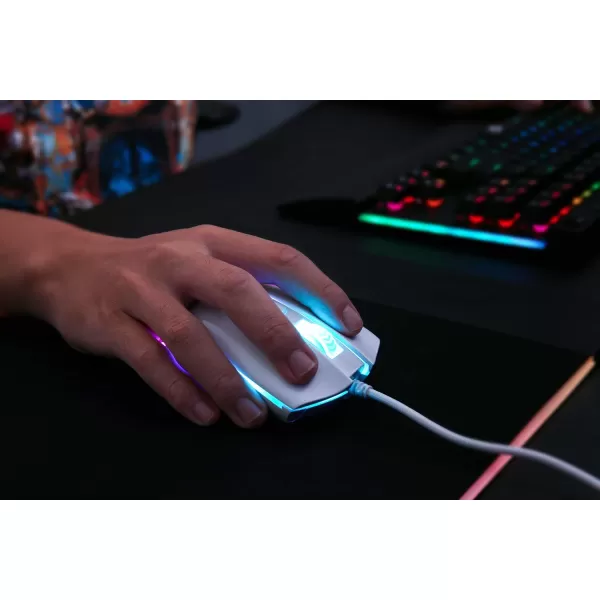 Redragon M711 Cobra Gaming Mouse with 168 Million RGB Color Backlit 10000 DPI Adjustable Comfortable Grip 7 Programmable ButtonsWhite