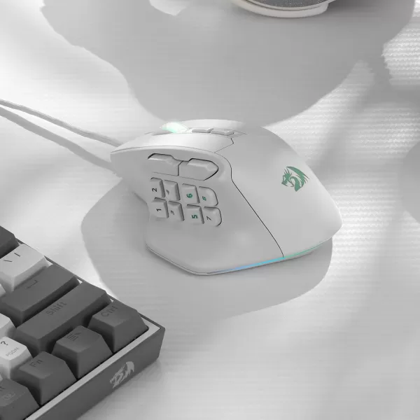 Redragon M806 Bullseye Gaming Mouse 7 Programmable Buttons Wired RGB Gamer Mouse wErgonomic Natural Grip Build Software Supports DIY Keybinds ampamp BacklitWhite