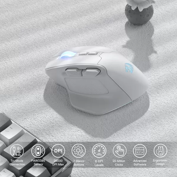 Redragon M806 Bullseye Gaming Mouse 7 Programmable Buttons Wired RGB Gamer Mouse wErgonomic Natural Grip Build Software Supports DIY Keybinds ampamp BacklitWhite