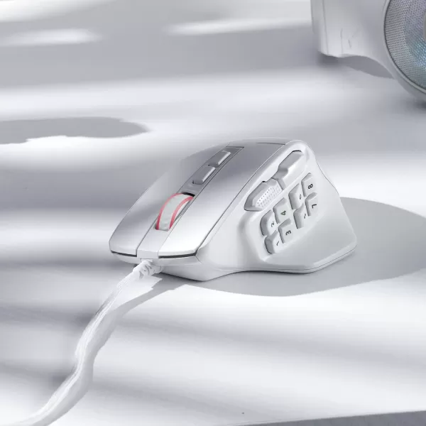 Redragon M806 Bullseye Gaming Mouse 7 Programmable Buttons Wired RGB Gamer Mouse wErgonomic Natural Grip Build Software Supports DIY Keybinds ampamp BacklitWhite
