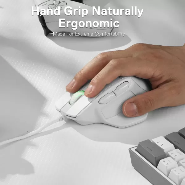 Redragon M806 Bullseye Gaming Mouse 7 Programmable Buttons Wired RGB Gamer Mouse wErgonomic Natural Grip Build Software Supports DIY Keybinds ampamp BacklitWhite