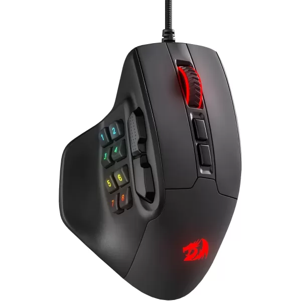 Redragon M806 Bullseye Gaming Mouse 7 Programmable Buttons Wired RGB Gamer Mouse wErgonomic Natural Grip Build Software Supports DIY Keybinds ampamp BacklitBlack