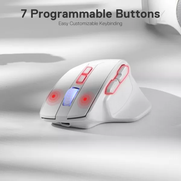 Redragon M806 Bullseye Gaming Mouse 7 Programmable Buttons Wired RGB Gamer Mouse wErgonomic Natural Grip Build Software Supports DIY Keybinds ampamp BacklitWhite