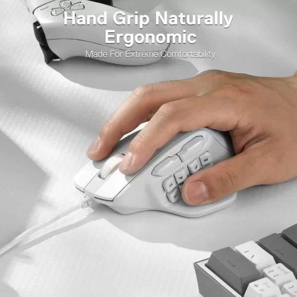 Redragon M806 Bullseye Gaming Mouse 7 Programmable Buttons Wired RGB Gamer Mouse wErgonomic Natural Grip Build Software Supports DIY Keybinds ampamp BacklitWhite