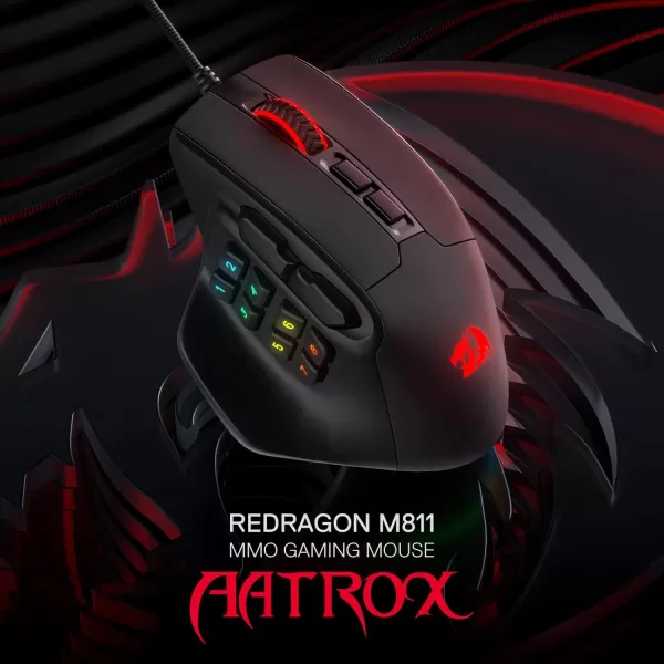 Redragon M806 Bullseye Gaming Mouse 7 Programmable Buttons Wired RGB Gamer Mouse wErgonomic Natural Grip Build Software Supports DIY Keybinds ampamp BacklitBlack