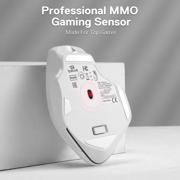 Redragon M806 Bullseye Gaming Mouse 7 Programmable Buttons Wired RGB Gamer Mouse wErgonomic Natural Grip Build Software Supports DIY Keybinds ampamp BacklitWhite