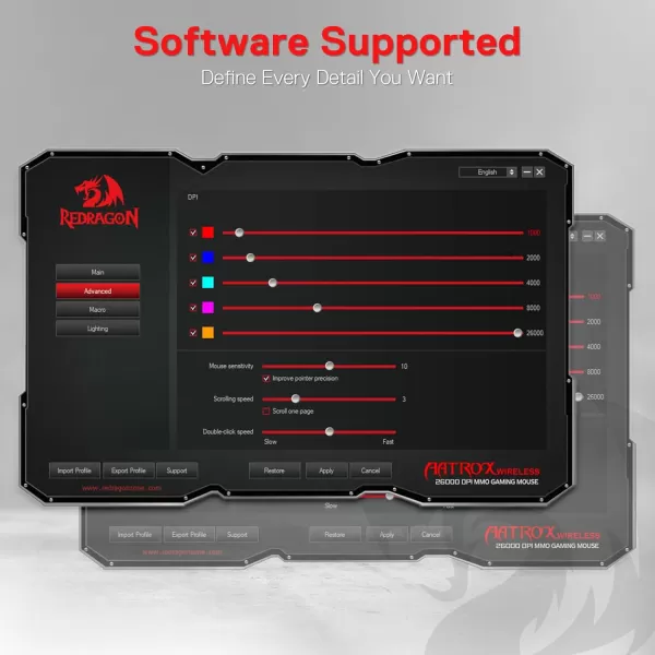 Redragon M806 Bullseye Gaming Mouse 7 Programmable Buttons Wired RGB Gamer Mouse wErgonomic Natural Grip Build Software Supports DIY Keybinds ampamp BacklitWhite