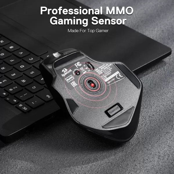 Redragon M806 Bullseye Gaming Mouse 7 Programmable Buttons Wired RGB Gamer Mouse wErgonomic Natural Grip Build Software Supports DIY Keybinds ampamp BacklitBlack