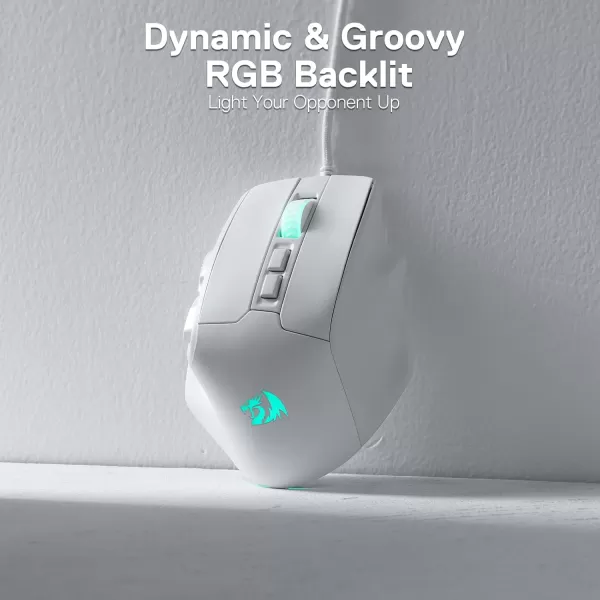 Redragon M806 Bullseye Gaming Mouse 7 Programmable Buttons Wired RGB Gamer Mouse wErgonomic Natural Grip Build Software Supports DIY Keybinds ampamp BacklitWhite