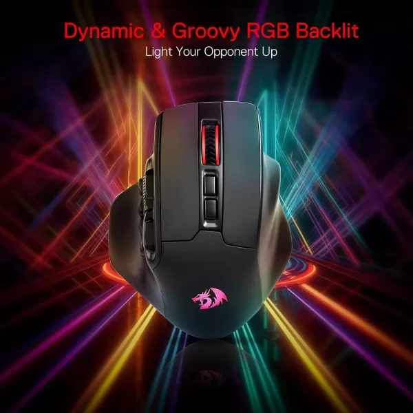 Redragon M806 Bullseye Gaming Mouse 7 Programmable Buttons Wired RGB Gamer Mouse wErgonomic Natural Grip Build Software Supports DIY Keybinds ampamp BacklitBlack